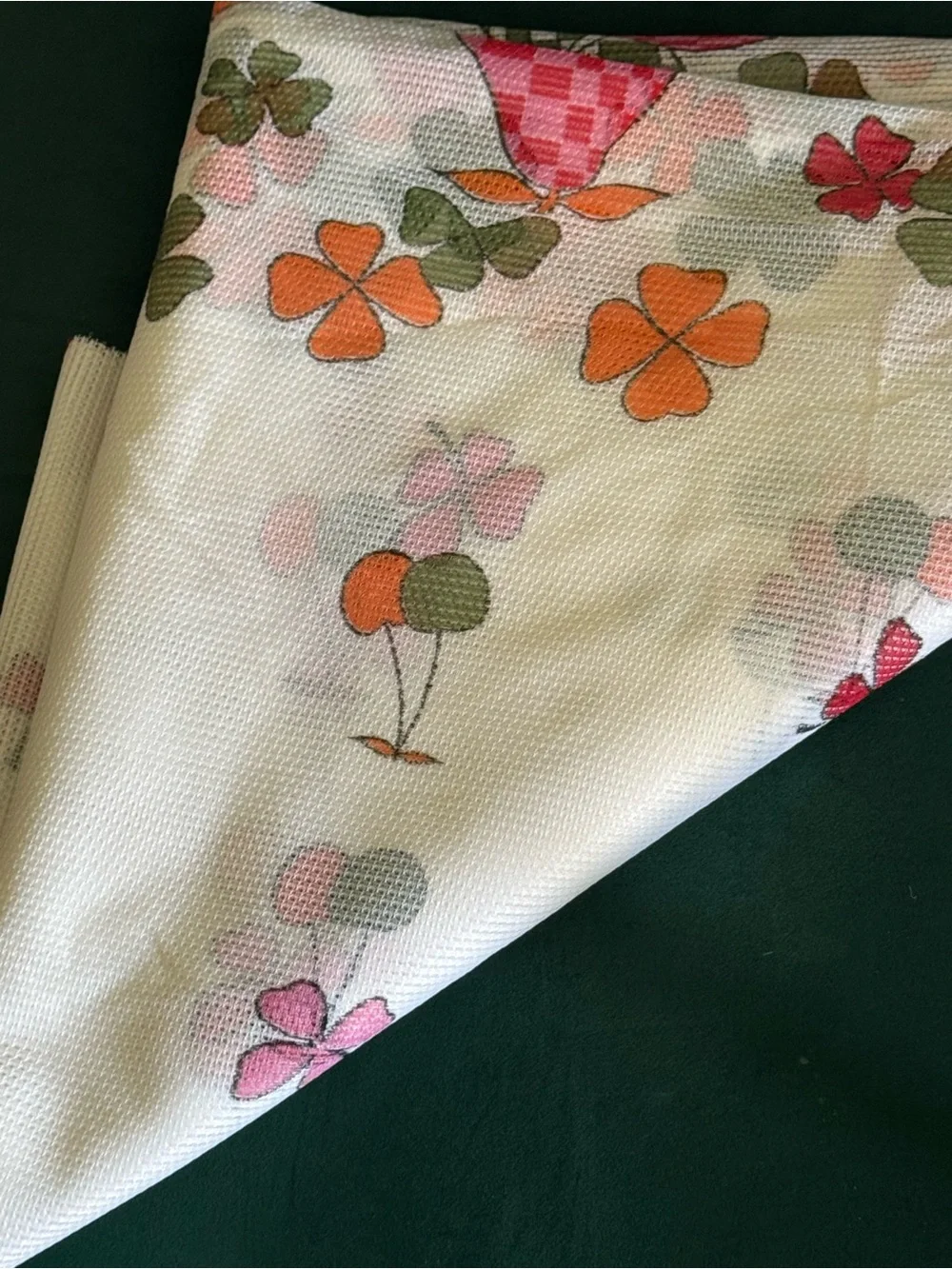 Material Fabric Fruit Print White Transparent